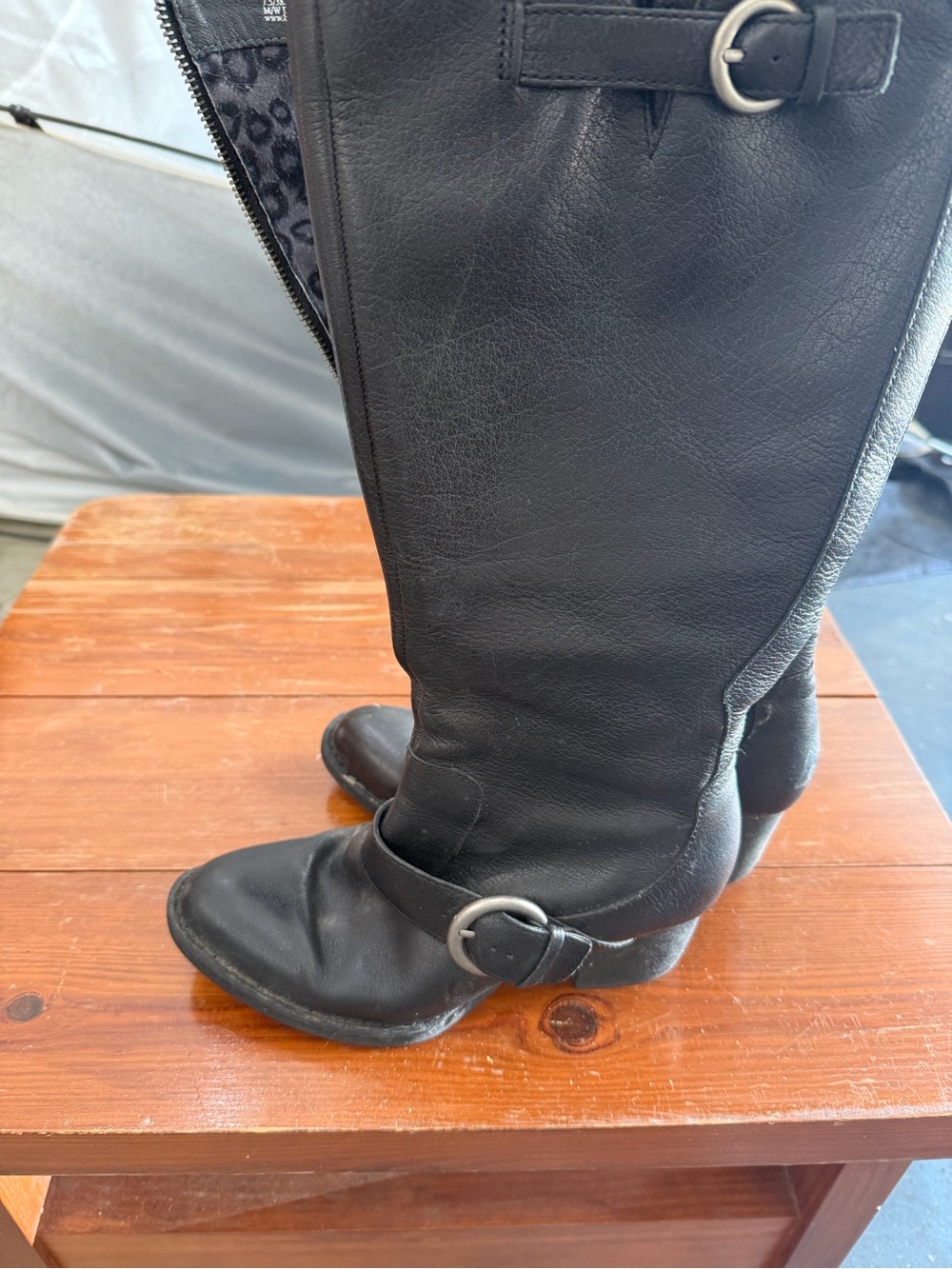 Born Black Tall Riding Boots with Buckle Strap